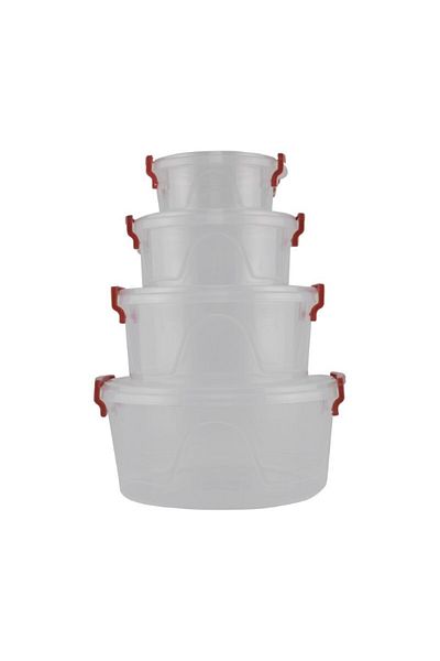 gogiva Set of food containers, Maya, plastic, round, transparent, different sizes, 4pcs/set