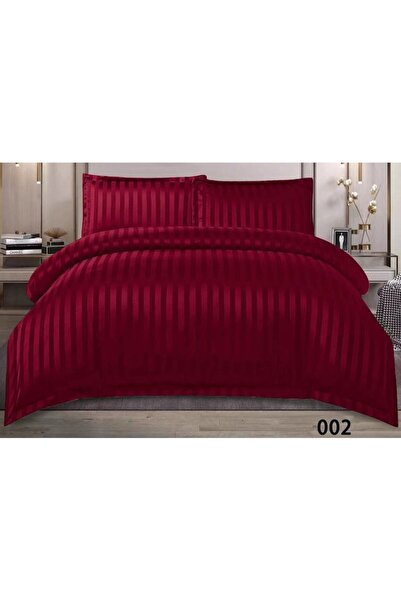 OEM Lenjerie de Pat, Cearsaf cu Elastic, Finet Tip Damasc, 4 piese, Uni, 180x200cm, Bordo