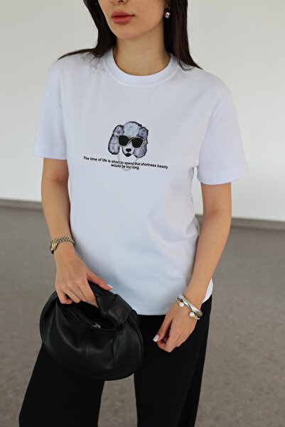 My Blog Λευκό αξεσουάρ Λεπτομερές μπλουζάκι σκύλου