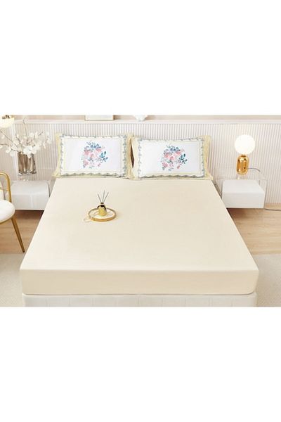OEM Bed sheet set, Finet, 3 pieces, 2 people, 160x200cm, Cream-Multicolor