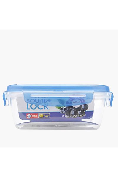 locknlock Solid Rectangle Food Container with Clip Lock Lid - 620 ml
