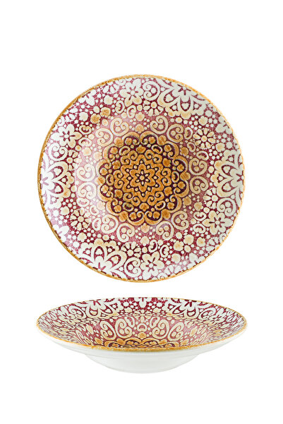 Bonna Alhambra Burgundy Gourmet 27cm 400cc 6 Adet Porselen Çukur Tabak Bordo