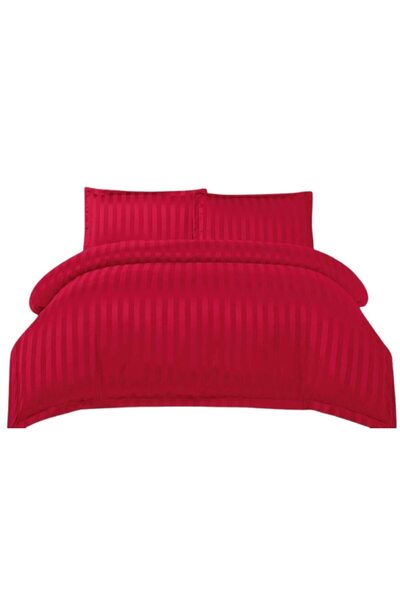 OEM Bed Linen, Fitted Sheet, Fine Damask Type, 4 Pieces, Plain, 180x200cm, Red