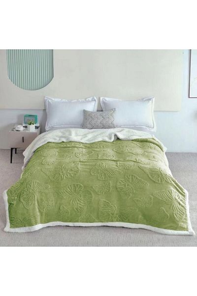 OEM Patura Imblanita, Embosat 3D Fluturi, 200x230cm, Verde