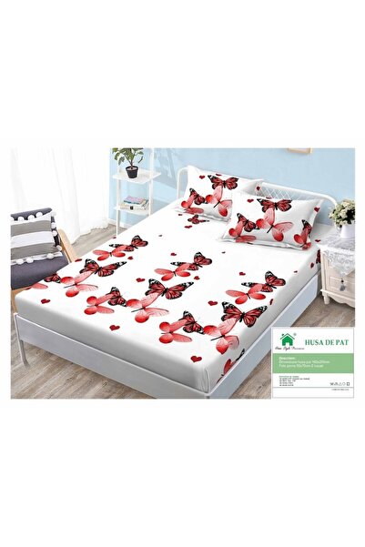 OEM Bed Sheet and Pillowcases, Finet, 3 Pieces, Single, 160x200cm, Butterfly Print, Multicolor