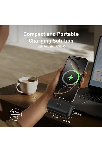 Joda PICO 5 PD 5000mAh Power Bank with Built-in Type-C Charger and Type-C Port - Black
