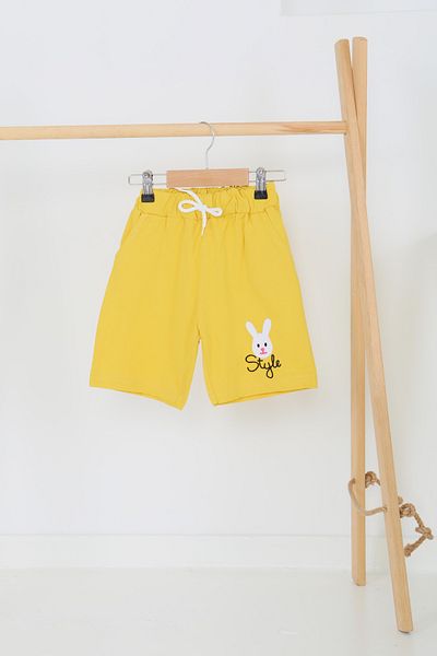 TOFİSA Girl's Mustard Printed Shorts - 27334