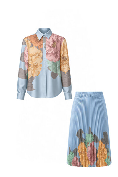 MODA MIHHEL Elegance Desenli Takım Mavi