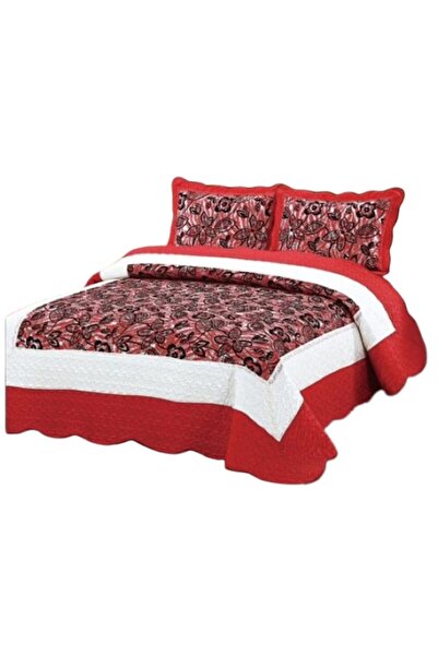 OEM Double Bedspread, Organza Silk, 3 Pieces, 230x250cm, Red