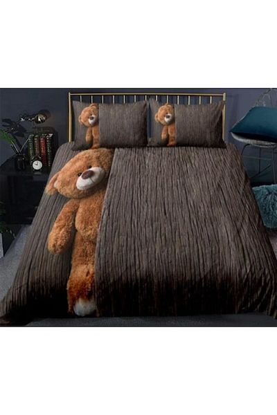 OEM Double Bed Linen Set, 230x250 cm, 6 Pieces, 3D, Finet, Martinel Bear Print, Multicolor