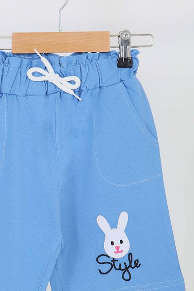 TOFİSA Girl's Blue Printed Shorts - 27334