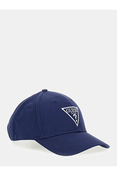 Guess Men Dark Blue Basket Cap Cotton Cap Dıagonal Twıll