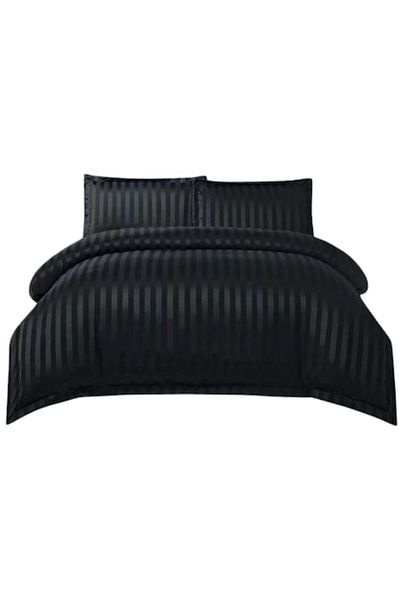 OEM Bed Linen Set, Elastic Sheet, Damask Finet, 4 Pieces, Uni, 180x200cm, Dark Gray