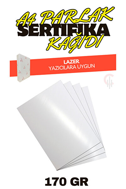 ÇÖZÜM KAĞIT A4 Parlak Sertifika Kağıdı Kalın Lazer Yazıcılara Uygun 25 Adet 170 gr