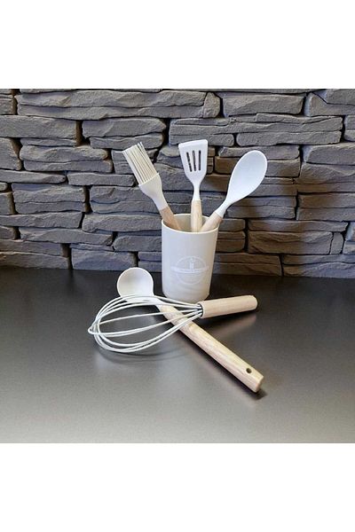 intoku 6 Piece Flodra Wooden Handle Silicone Kitchen Set