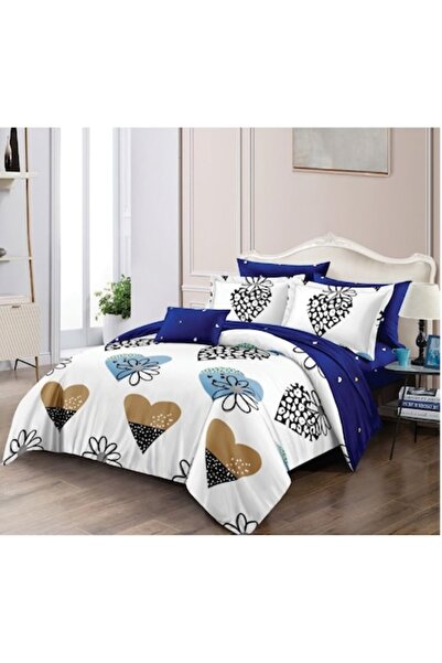 OEM Double Bed Linen Set, 6 Pieces, 2 Persons 180x200 cm, Hearts and Flowers ...