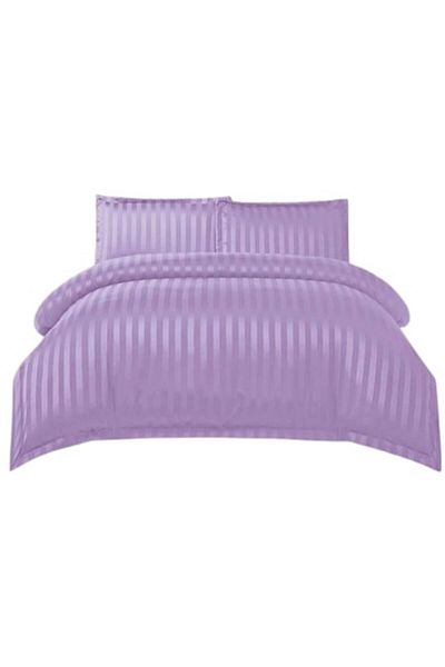 OEM Lenjerie de Pat, Cearsaf cu Elastic, Finet Tip Damasc, 4 piese, Uni, 180x200cm, Lila
