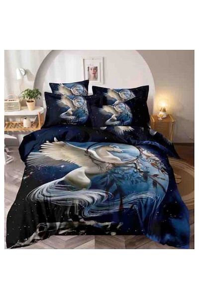JOJO HOME Double Bedding, Jojo Home, Pegasus Print, 4 Pieces, Single Person, 140x200cm, Finet