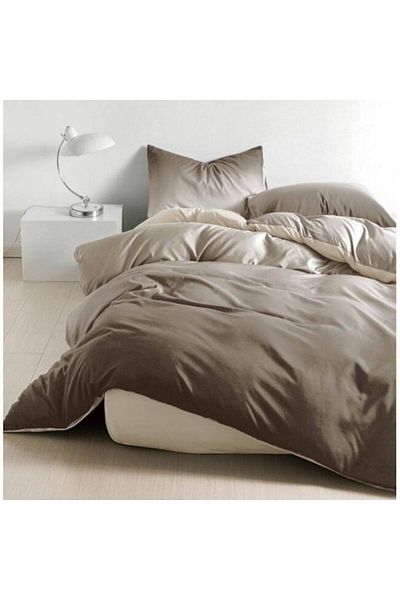 OEM Double bed linen, reversible design, Degrade print, 4 pieces, 2 persons, 180x200cm, Brown Satin Cott