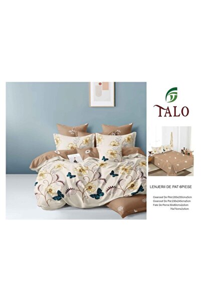 OEM Double Bed Linen Set, Reversible Sheet, 6 Pieces, 2 People, 230x245cm, Finet, Multicolor