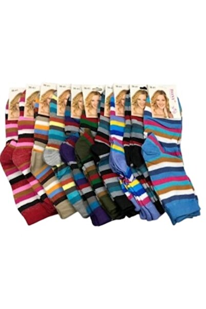 bony Σετ 20 μακριές γυναικείες κάλτσες, πολύχρωμες Ριγέ . Μέγεθος 36-41