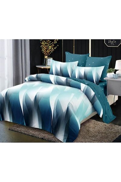 OEM Double Bed Linen Set, Spring, Elastic Sheet, 6 Pieces, 180x200cm, Finet, Abstract, Multicolor