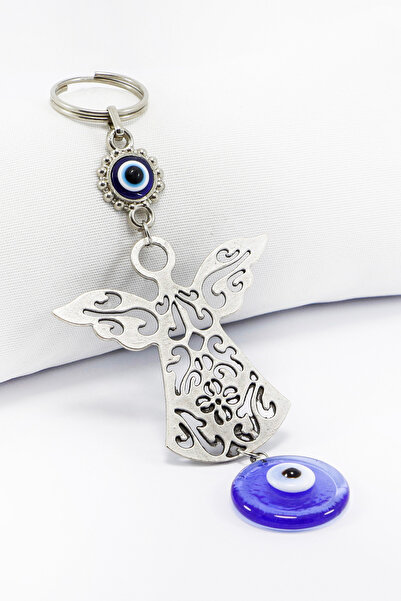 biuti سلسلة مفاتيح مصنوعة يدويًا من الخرز الزجاجي على شكل ملاك، زينة حقيبة هدية على شكل عين الشر