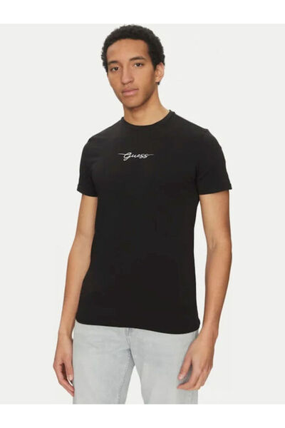 Guess Men Black Logo Single Tee -Tshirt