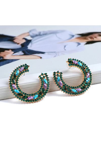 Eva Grace Lea earrings, multi-colored, round, decorated with stones