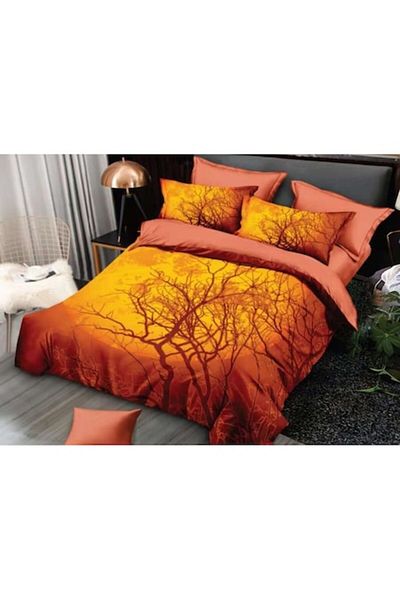 OEM Double Velvet Bed Linen, 6 Pieces, 2 Persons, Sunset Pattern, 230x250cm, Multicolor