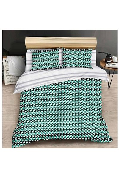 OEM Set lenjerie de pat, bumbac satinat, 4 piese, verde, 240x250 cm