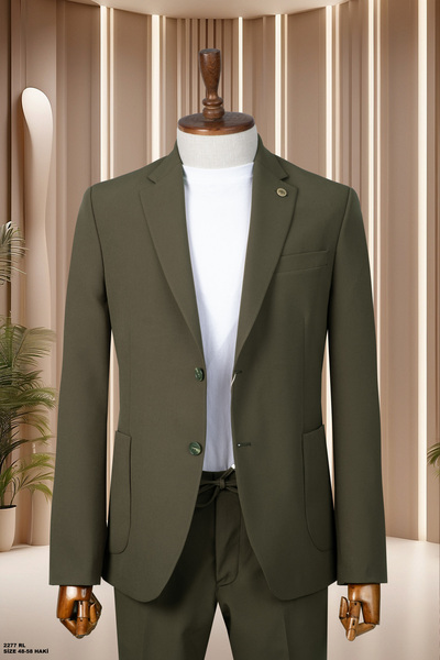 Costumen Slim Fit Haki Spor Takım Elbise