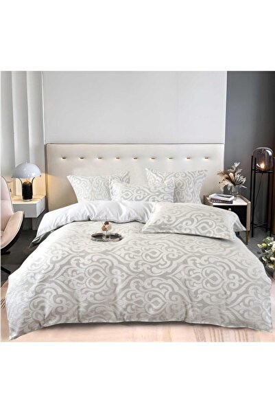 OEM Double Bed Linen, 6 Pieces, 2 Persons, 220x240 cm, Abstract Print, Gray