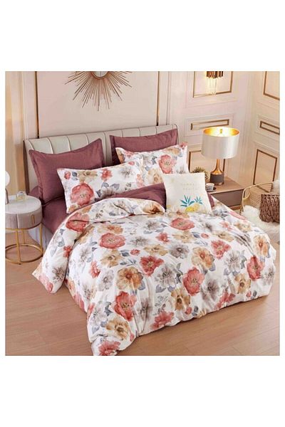 JOJO HOME Double Elastic Bed Linen, Jojo Home, 6 Pieces, 180x200cm, Floral Print, Superior Finet, Multicolor