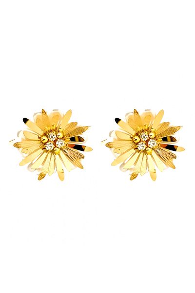 Eva Grace Dona earrings, gold, stainless steel, flower-shaped - Floral Paradise Collection