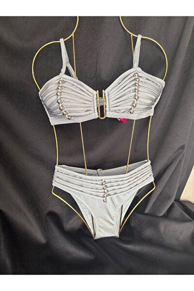 strabellaclothes Kadın bikini takım önde metal detylı ve boncuklu takım