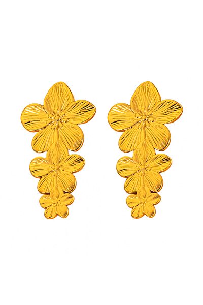 Eva Grace Chasity gold flower-shaped earrings made of stainless steel - Floral Paradise Collection