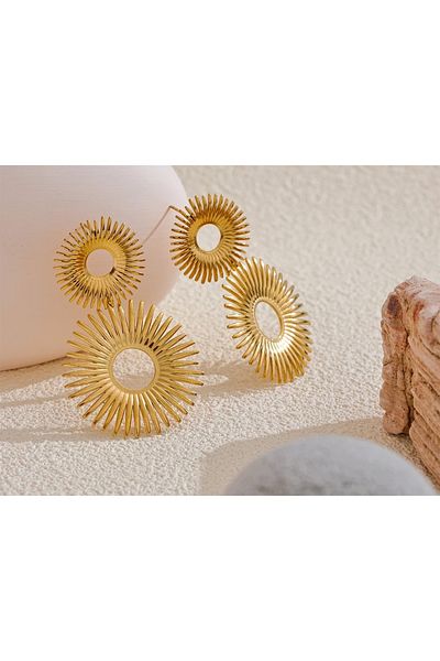 Eva Grace Nastassia earrings, gold, made of 18K gold-plated stainless steel, hoop model - Glamour Collection