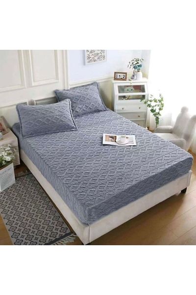 OEM Bed Sheet and 2 Pillowcases, Cocolino, Knit, Solid, 3 Pieces, For Double Bed, 180x200cm, Bluish Grey