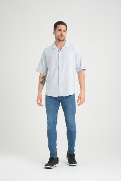 FRENZY PAMUKLU KISA KOLLU OVERSIZE GÖMLEK