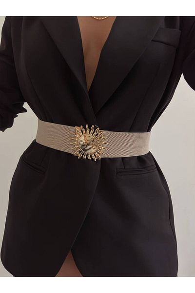 FioriModa Elastic Women's Belt with Snap Buckle, Jacket Belt, Shirt Belt, Dress Belt