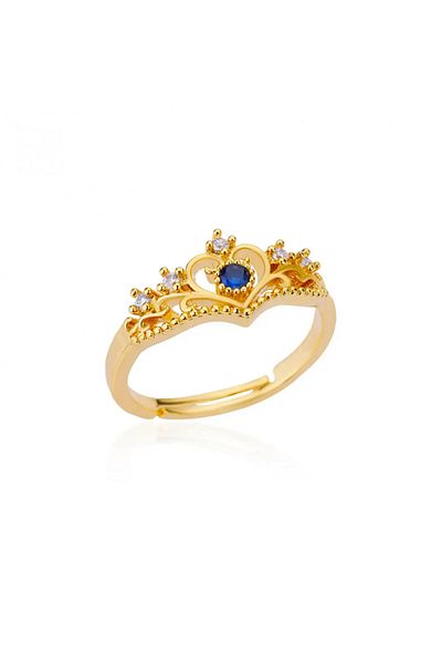 Eva Grace Crown ring, gold, crown-shaped, stainless steel, adjustable