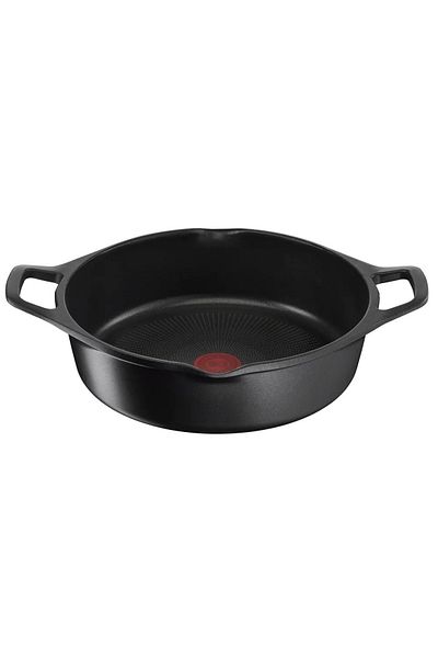 TEFAL Robusto E2497244 pot with lid, cast aluminum/glass, 28 cm, Black