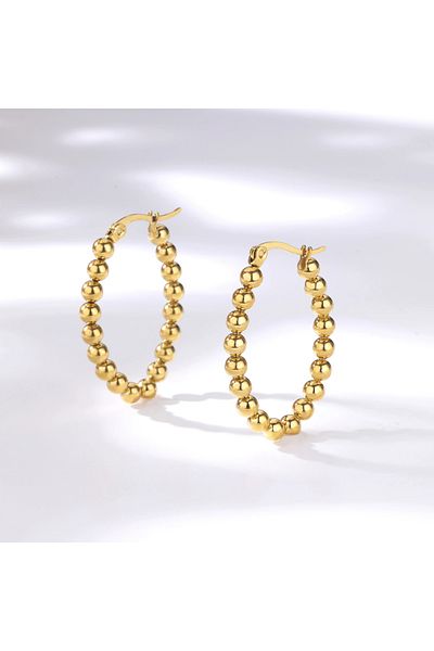 Eva Grace Lena earrings, gold, oval, made of 18K gold-plated stainless steel