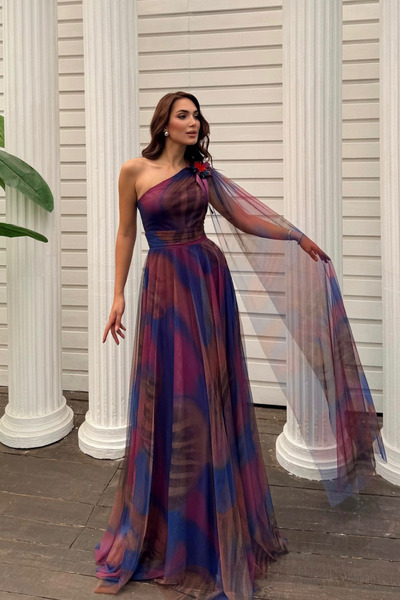 Sindimoda Belen Tek Kol Fırfırlı Abiye 1552