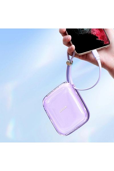 Joyroom Powerbank 10000mAh JR-L005 z kablem do iPhone Lightning i portem USB-A fioletowy
