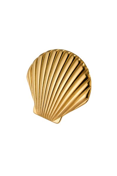 Eva Grace Glenda gold oversize stainless steel shell ring, adjustable