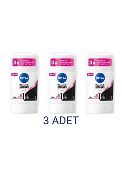 NIVEA Black & White Invisible Clear Kadın Stick Deodorant 50 Ml x 3 Adet