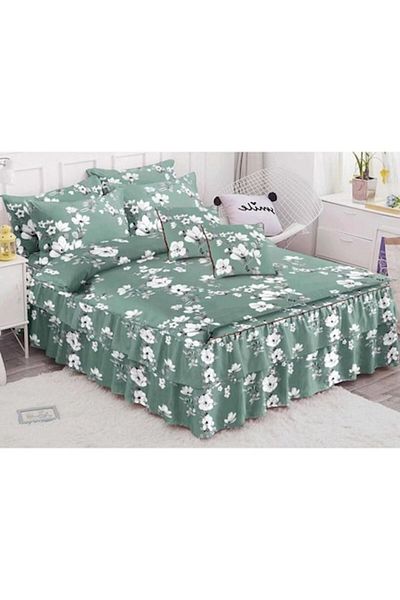 Pucioasa Double bed sheet set, ruffled sheet, Pucioasa, Finet, 6 pieces, 2 persons, Duck Egg Green, 200x230cm