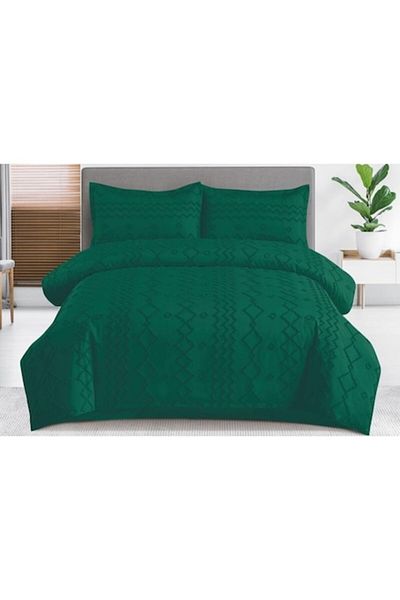 OEM Lenjerie de pat, Grofat M5, Uni, 4 piese, 2 persoane, 230x250cm, Verde